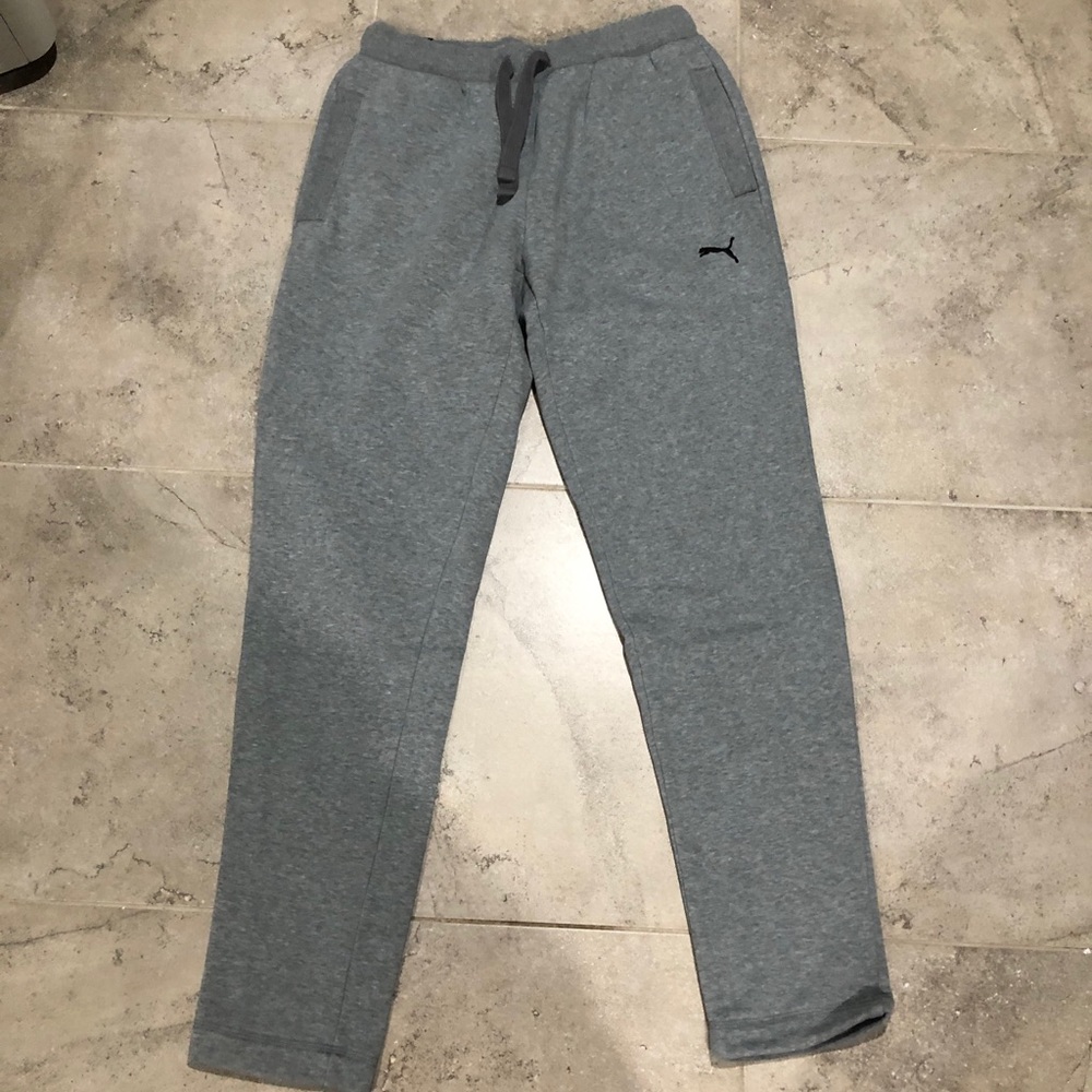 Puma Gray Joggers Sweatpants Size Medium Slim